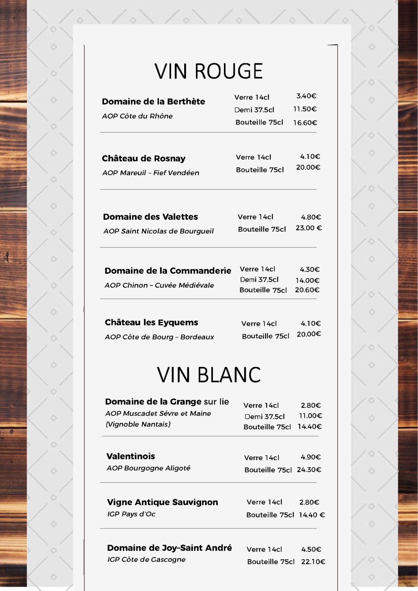 Menu boisson page 12