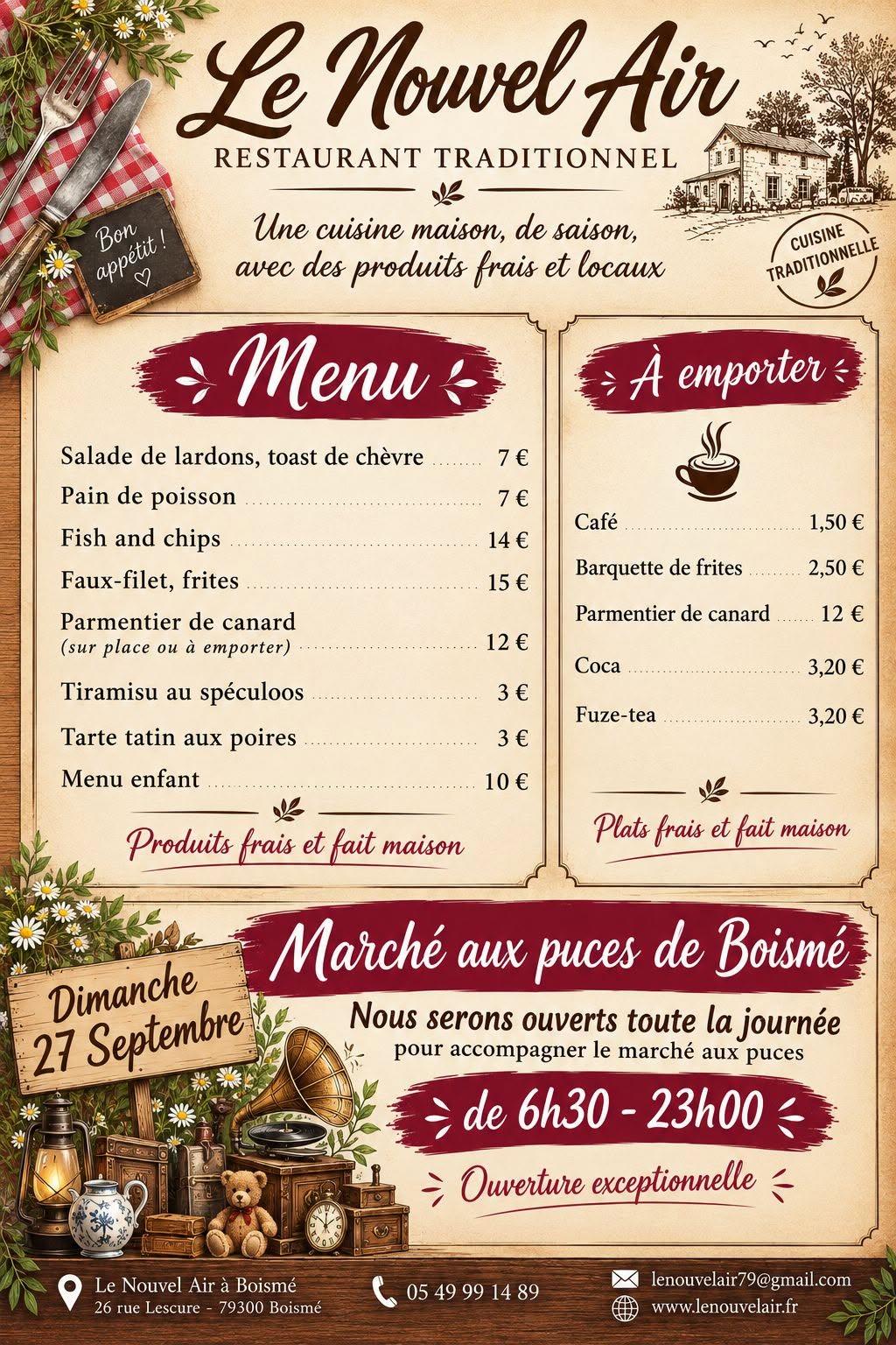 Menu foire aux puce 2026